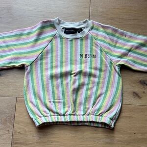 Mini Rodini Pastel Striped Sweatshirt - Pink, Green, Yellow